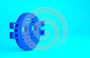 Blue Hockey mask icon isolated on blue background. Minimalism concept. 3d illustration 3D render