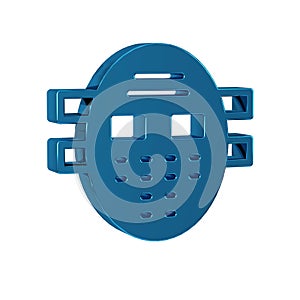 Blue Hockey mask icon isolated on transparent background.