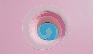 blue hole on bright pink background