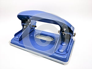 Blue hole punch isolated white background