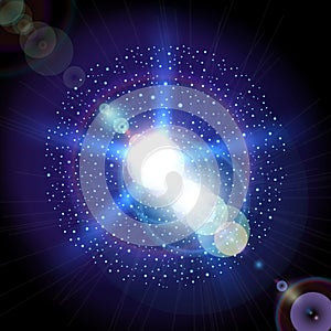Blue holiday burst Abstract magic light background Vector
