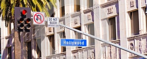 Blue Hollywood Street sign