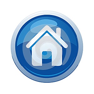 Blue Home Button Icon: Simple Interface Symbol for Website Navigation