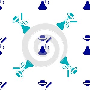 Blue Hookah icon isolated seamless pattern on white background. Vector
