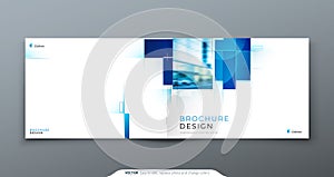 Blue Horizontal Cover Template Layout Design. Corporate Business Horizontal Brochure, Annual Report, Catalog, Magazine