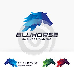 Blue Horse vector logo design