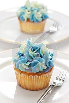 Blue hortensia cupcakes