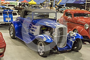 Blue hot rod convertible