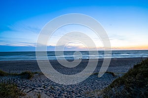 Blue hour on the beach after sunset North Sea Denmark