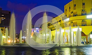 Blue hour cityscape of Ha Knesset Square Tel Aviv Israel