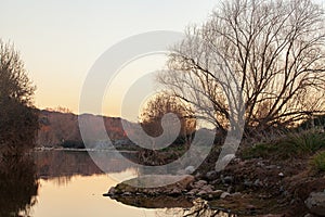 Catalonia Congost river sunset river trees photo