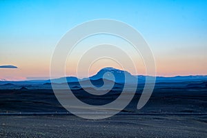 blue hour - Herdubreid volcano in Iceland on a late summer evening