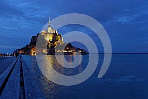 Blue hour on the Mont Saint-Michel Abbey