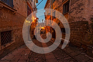 Blue Hour on Old Streets of Groznjan, Istria photo