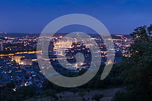 Blue hour over the city of Liege Belgium