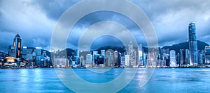 Blue Hour Over Victoria Harbor, Hong Kong