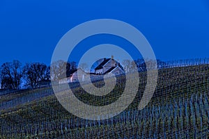 blue hour after sunset over the Jeker valley in Maastricht