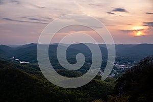 Blue Hour / Sunset View of Middlesboro + Fern Lake + Mountains - Cumberland Gap National Historical Park - Kentucky