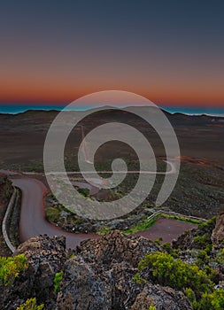 Blue hour on volcano.