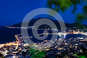 Blue hour of Zakynthos island in Greece. View from Bochali village.