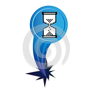 blue hourglass cursor with hole icon
