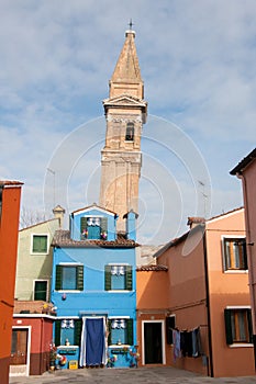 Blue house, Burano Island, near Venice, Italy