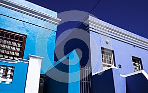 Blue house fronts in Cape Town