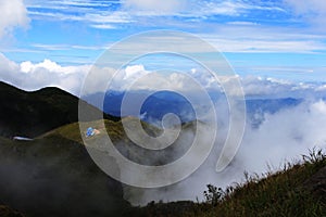 Blue house on the hill