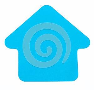 Blue house for posit. Symbol of small house of blue colour photo