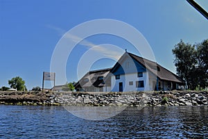 Blue house in romanian danubius village