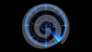 Blue HUD radar interface motion graphic element