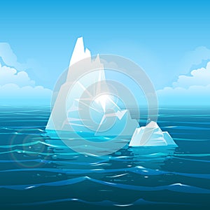 Blue Huge Iceberg in The Ocean Vector illustration