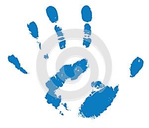 blue human handprint on white