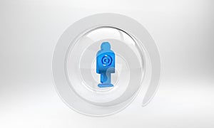 Blue Human target sport for shooting icon isolated on grey background. Clean target with numbers for shooting range or