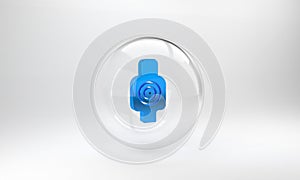 Blue Human target sport for shooting icon isolated on grey background. Clean target with numbers for shooting range or