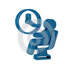 Blue Human waiting in airport terminal icon isolated on transparent background.