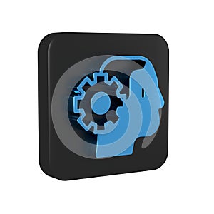 Blue Humanoid robot icon isolated on transparent background. Artificial intelligence, machine learning, cloud computing