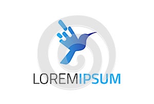 Blue Hummingbird Logo Design Concept photo