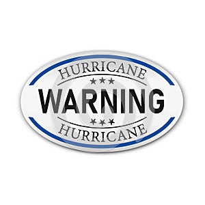 Blue Hurricane warning Vector mark, badge illustration on white background.