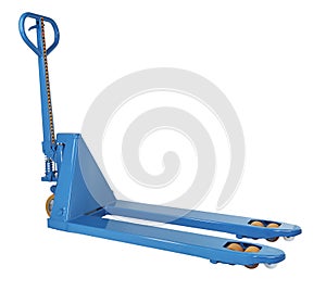 Blue hydraulic manual hand pallet truck stacker, forklift trolley