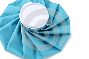 blue ice pack on white background