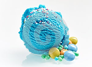 Blue Ice Cream with Colorful Candies and Sprinkles