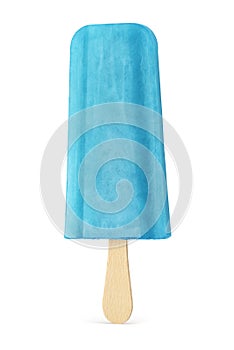 Blue ice cream popsicle isolated on white