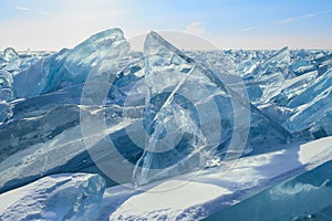 Blue ice field with big figure blocks