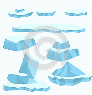 Blue ice floe Vector Set