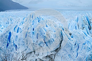 Blue ice glaciar Perito Moreno in Patagonia