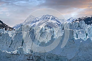 Blue Ice Glacier and Alaskan Mountain Range photo