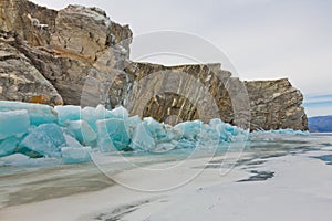 Blue ice hummocks in Lake Baikal island Ogoy