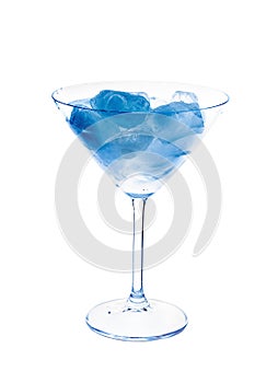 Blue ice in martini glass.