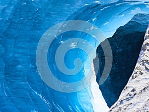 Blue Ice at the Mer de Glace glacier cave, Chamonix, France